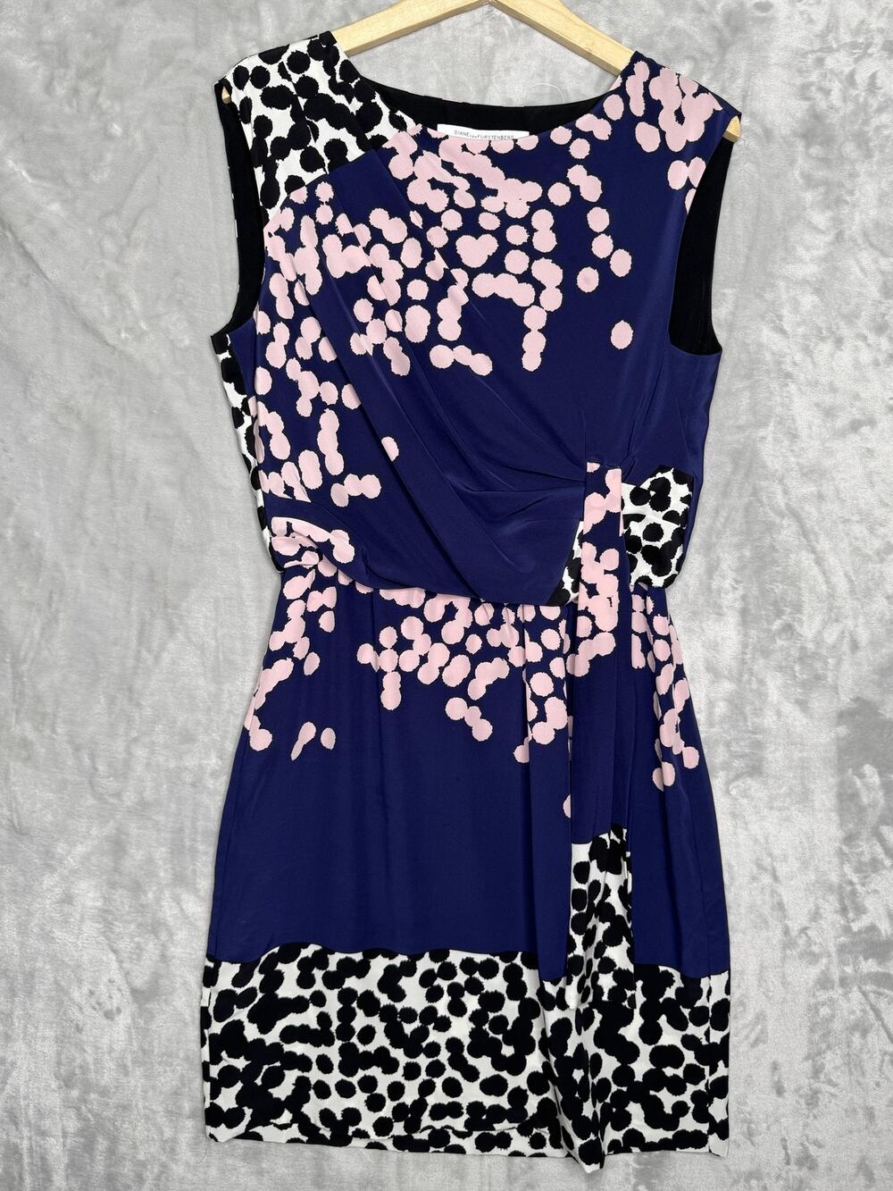 Diane Von Furstenberg Dress Womens 12 Silk Ruched Sheath Animal Print Tamara